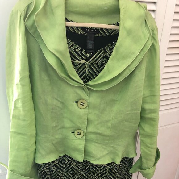 Retro print dress with color coordinated jacket - Picture 1 of 11